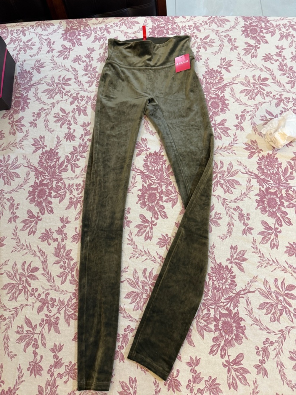 NWT SPANX Olive Green Velvet High-Waist Leggings XS